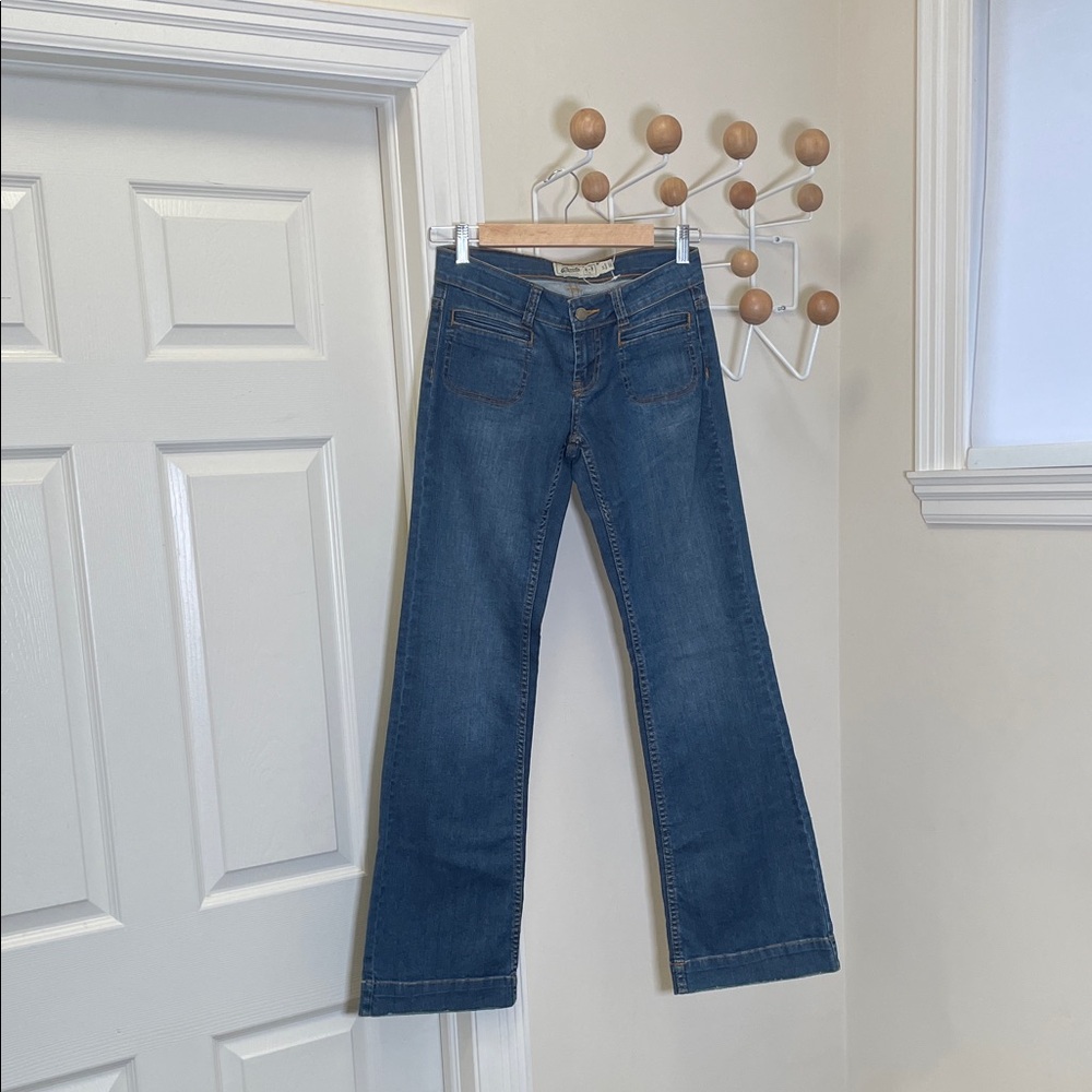 Roots - Low Rise Flared Denim Jeans - Blue - 24